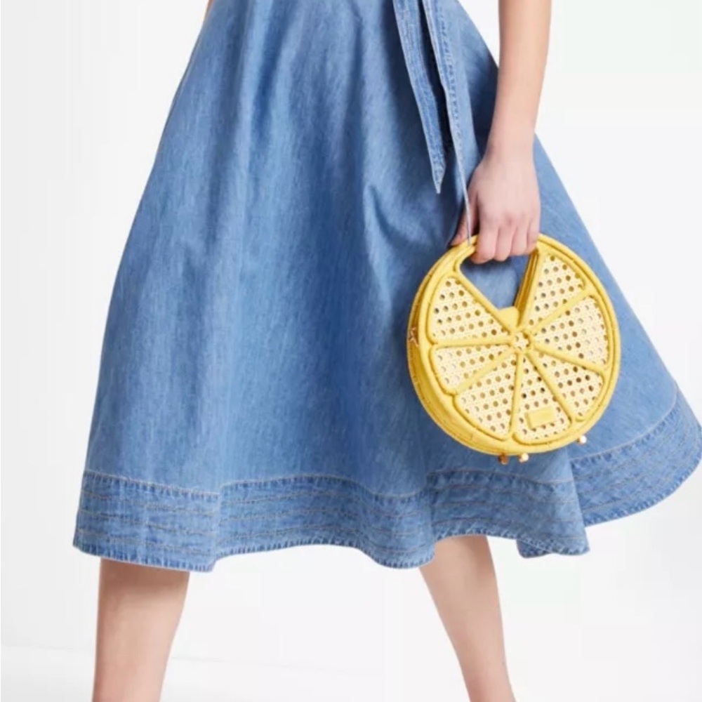 Kate Spade Mainline Chambray Midi Skirt NWT Size 10 - Picture 3 of 11